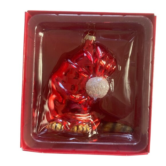 Vintage Kurt Adler Linnea Riley Glass Cat in Santa Hat Ornament Art Inst Chicago - Picture 2 of 8
